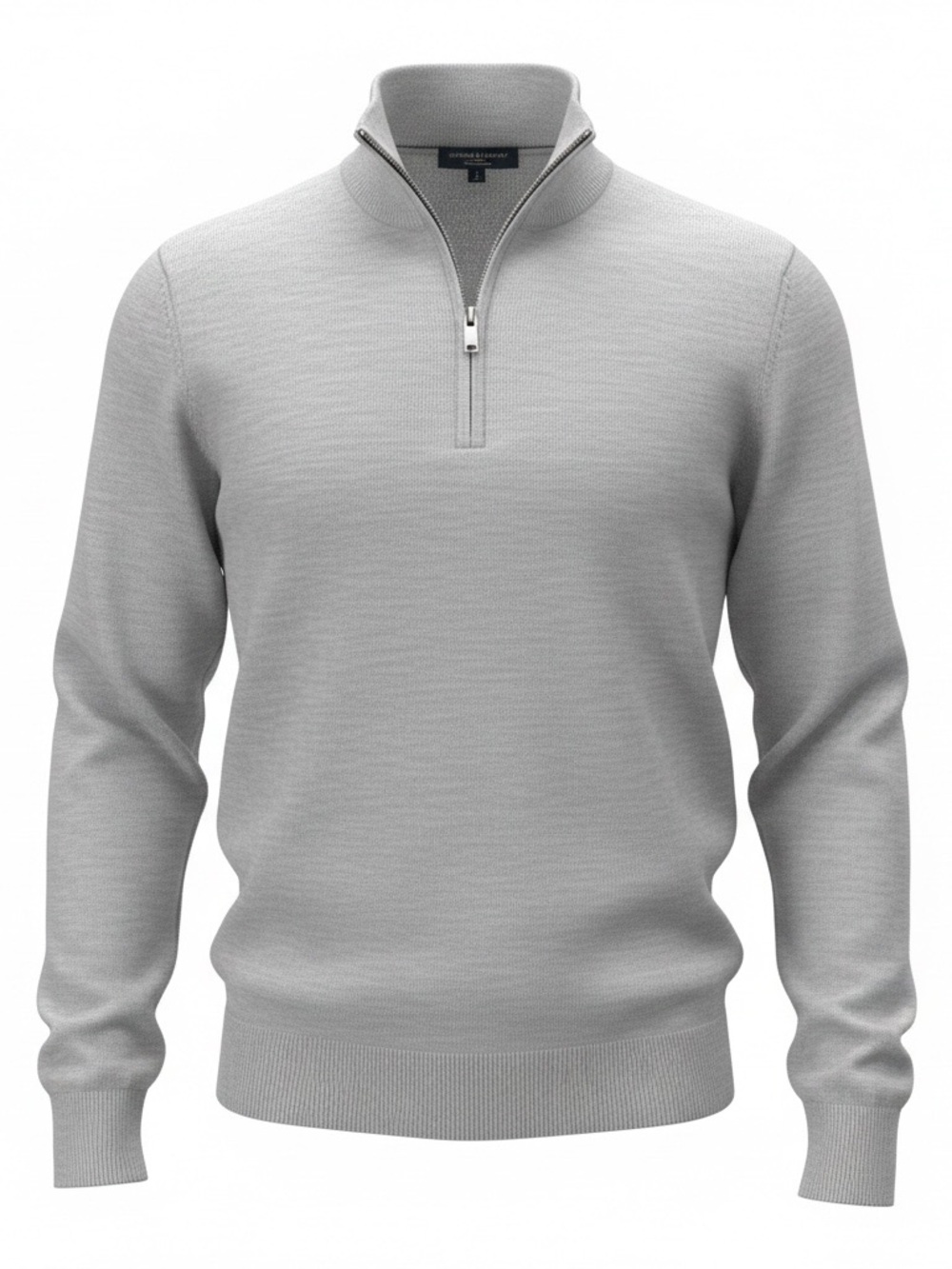 Charles Tyrwhitt Light Gray Zip-Neck Sweater merino wool